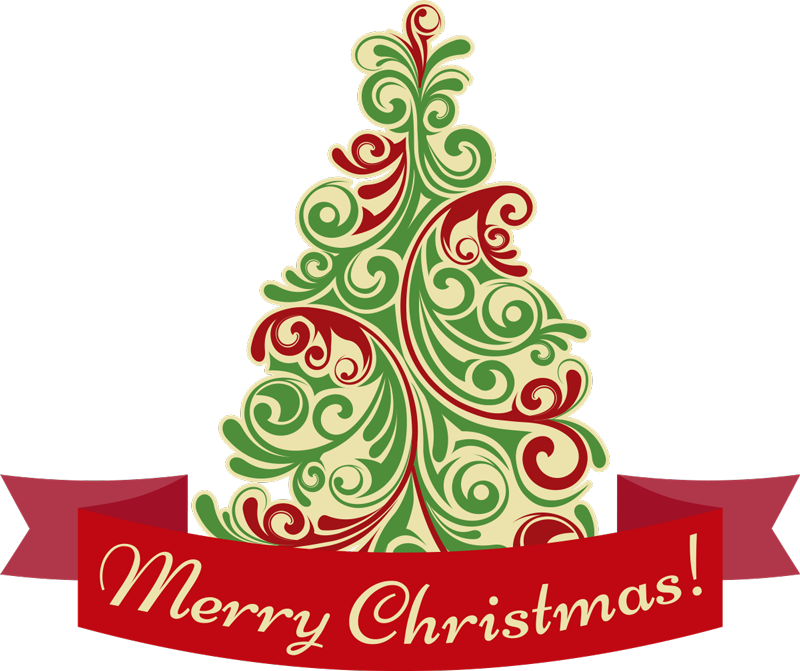 Christmas vinyl carpet classic tree with message - TenStickers