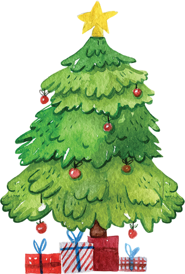 Christmas vinyl carpet tree with gifts - TenStickers