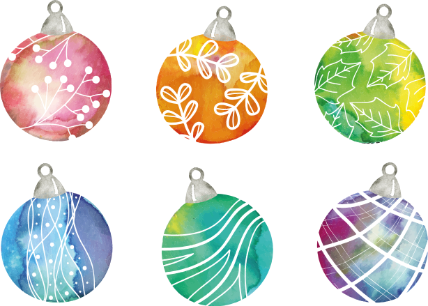 Christmas vinyl carpet watercolor christmas ornaments - TenStickers