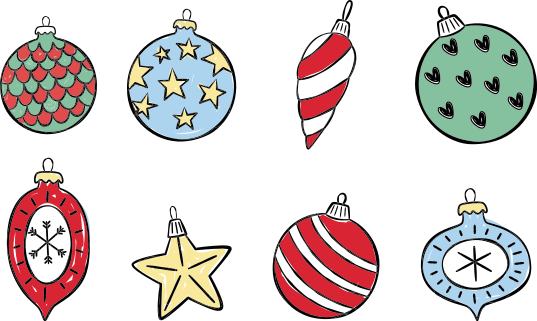 Christmas vinyl carpet set of vintage christmas ornaments - TenStickers