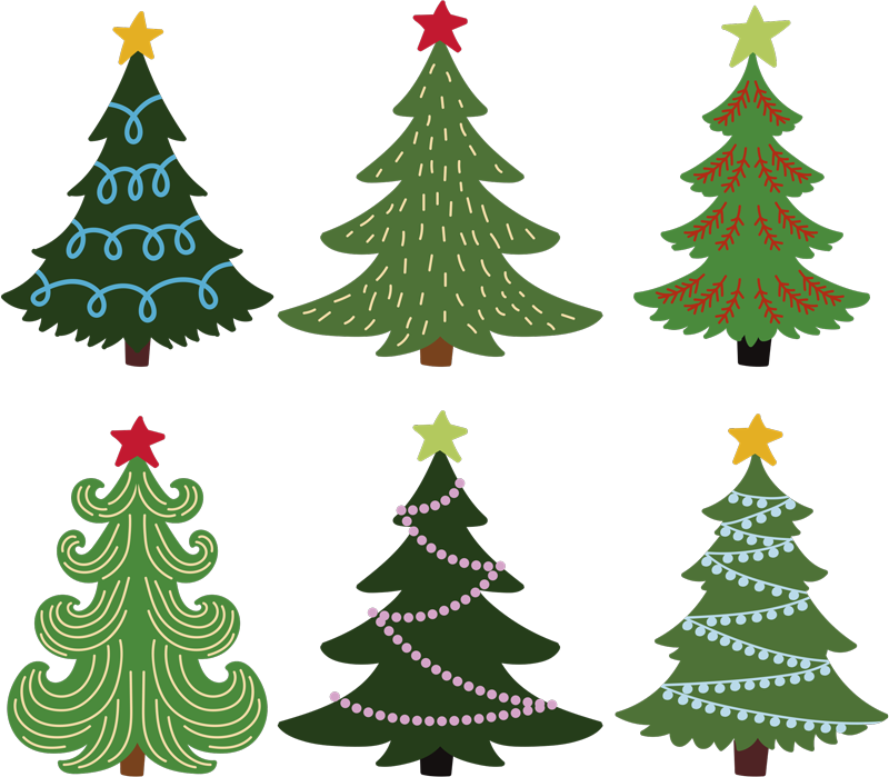 Christmas vinyl carpet colorful christmas trees - TenStickers