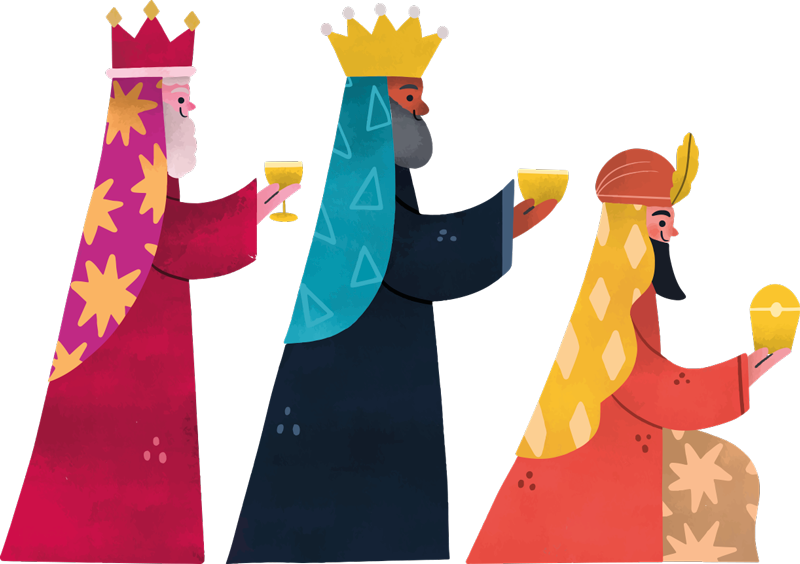Christmas vinyl carpet watercolor three kings - TenStickers