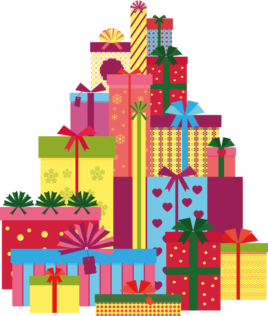 Christmas vinyl carpet big stack of gift boxes - TenStickers