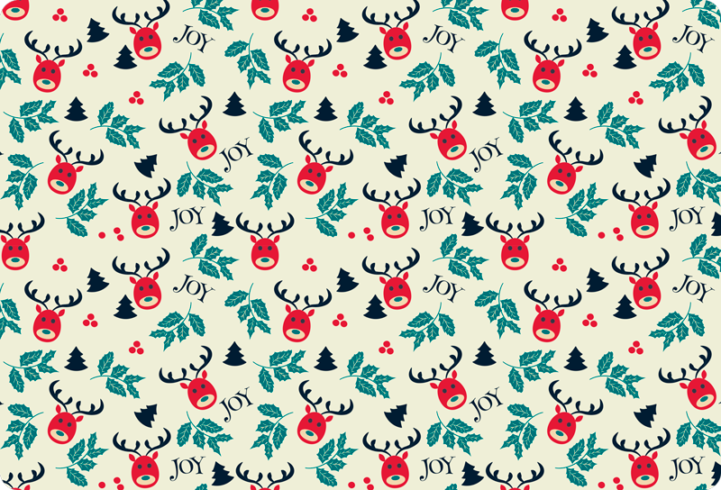Christmas vinyl carpet joy and reindeer laptop - TenStickers