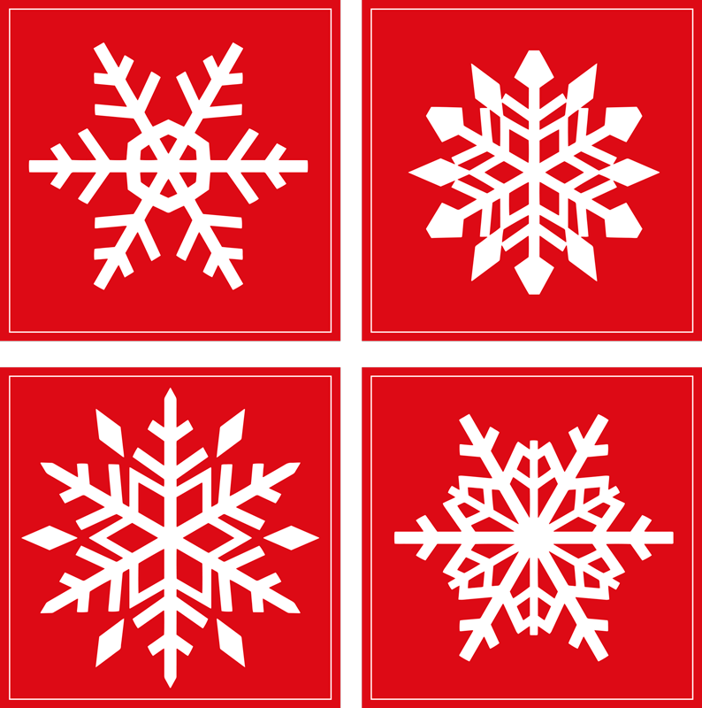 Christmas vinyl carpet red snowflake tiles - TenStickers
