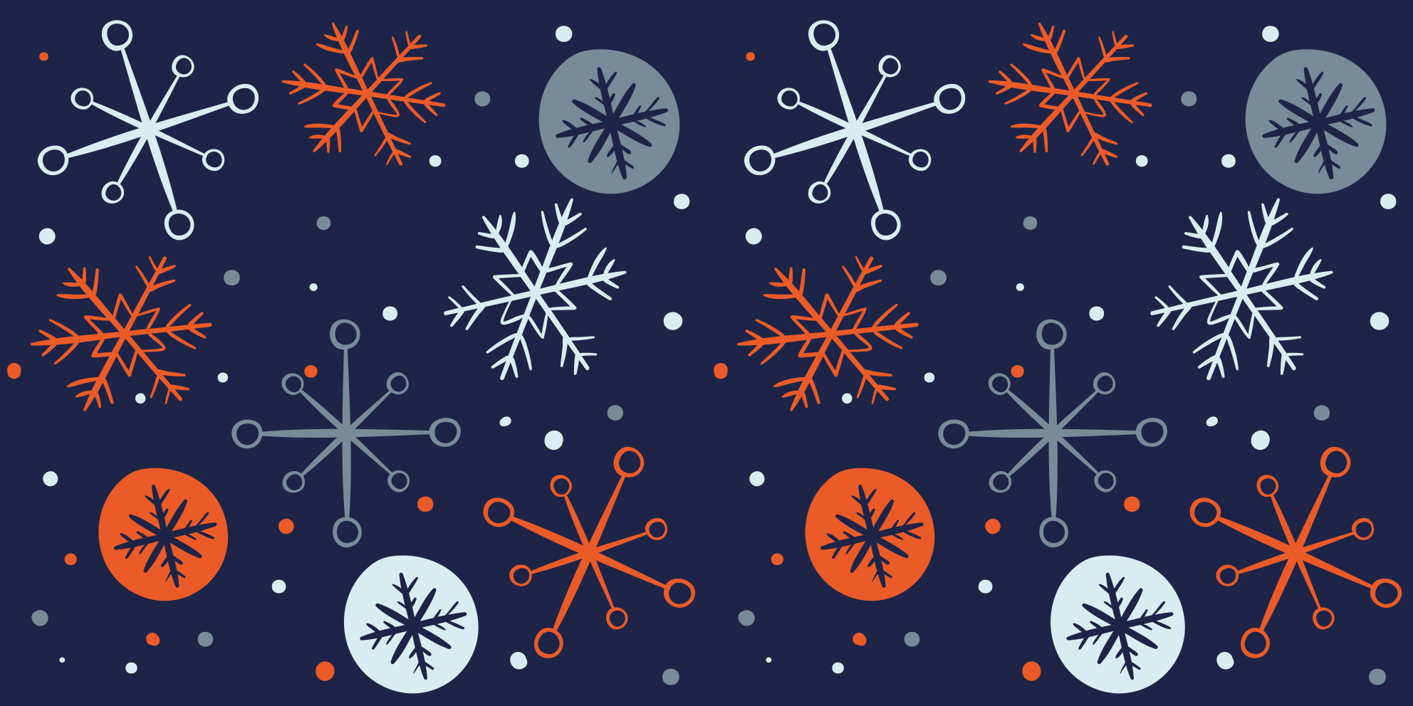 Christmas vinyl carpet with blue and orange snowflakes - TenStickers