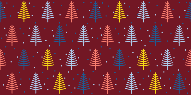 Christmas vinyl carpet with colorful pine tree design - TenStickers