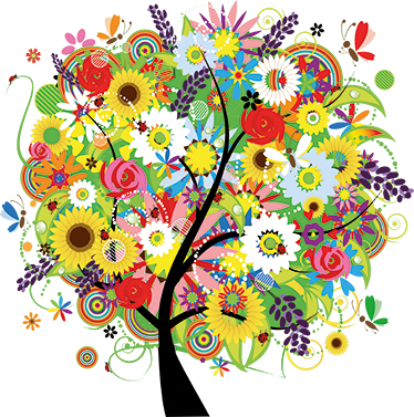 Floral vinyl carpet summer tree design - TenStickers