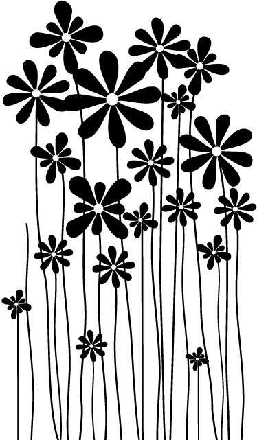 Floral vinyl carpet with large black flowers - TenStickers