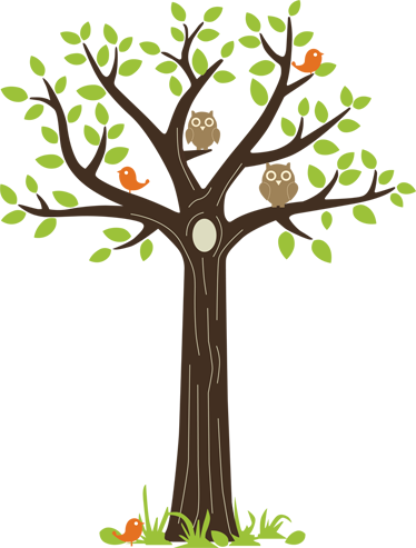 Floral vinyl carpet with owls and trees design - TenStickers