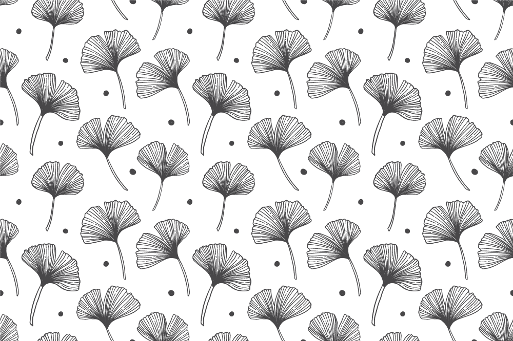 Floral vinyl carpet with white ginkgo leaf pattern - TenStickers