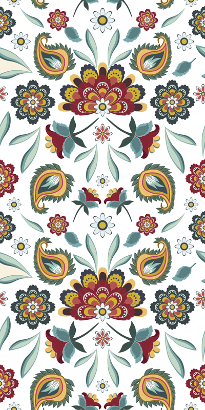 Ethnic floral motif floral vinyl carpet - TenStickers