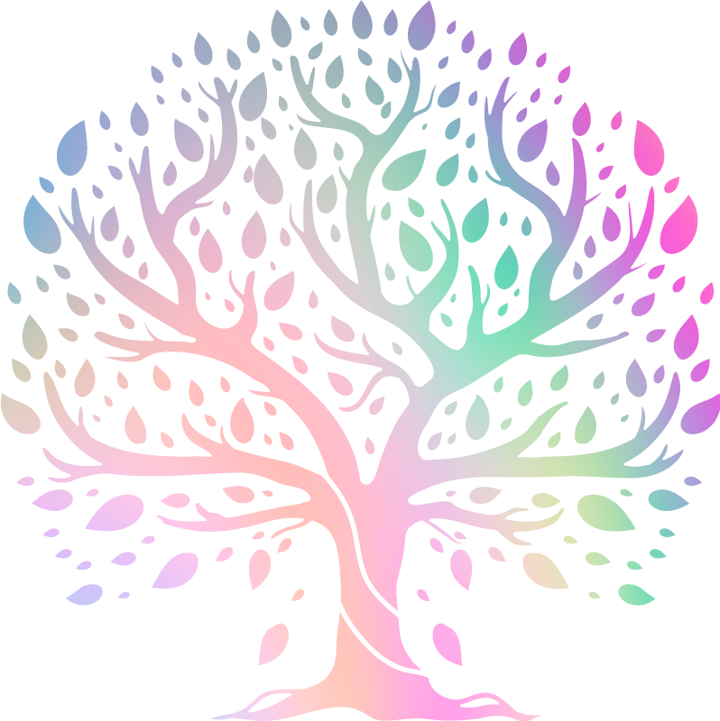 Floral vinyl carpet tree of life in rainbow colors - TenStickers