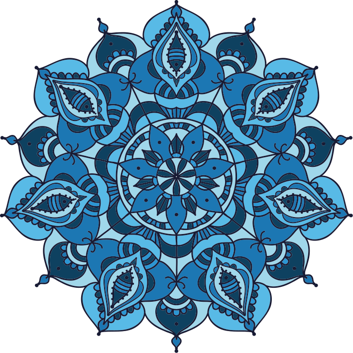 Floral vinyl carpet lotus blue mandala design - TenStickers