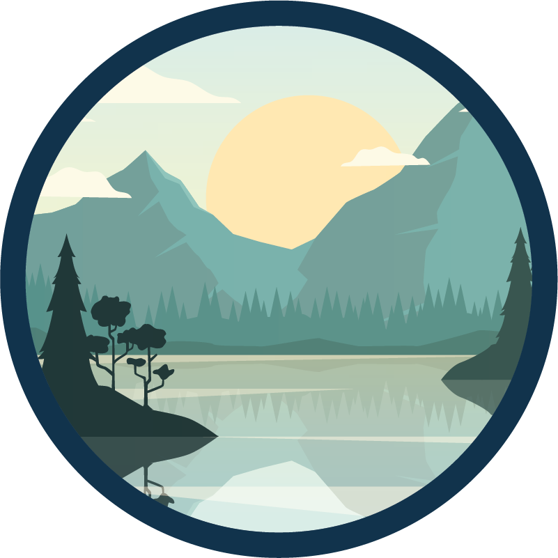 Floral vinyl carpet silhouette mountain with lake - TenStickers