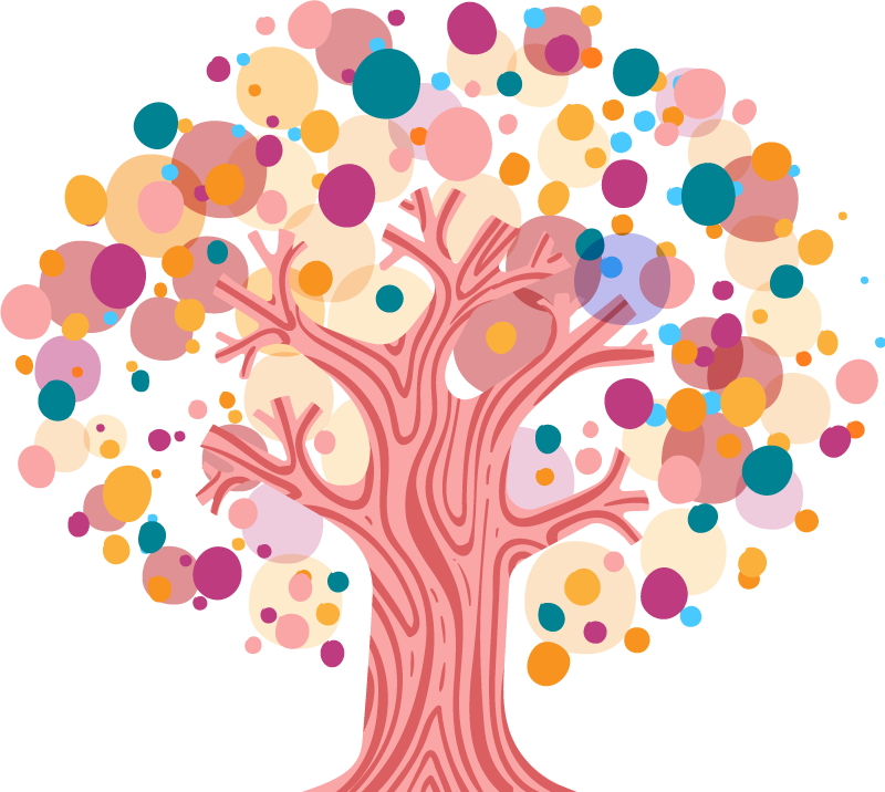 Floral vinyl carpet colorful tree silhouette - TenStickers