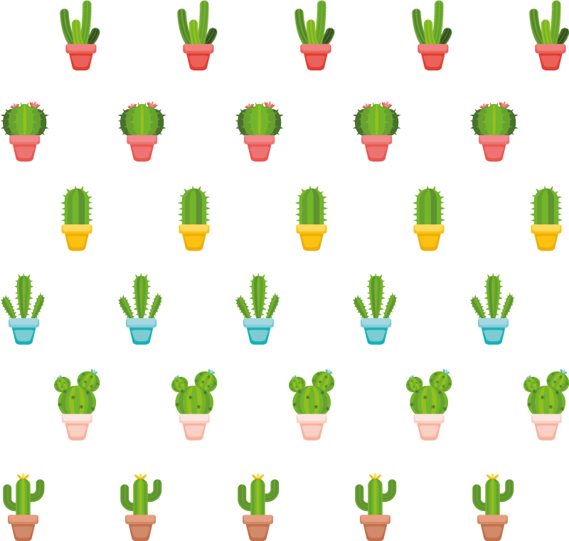 Floral vinyl carpet with cacti pattern design - TenStickers