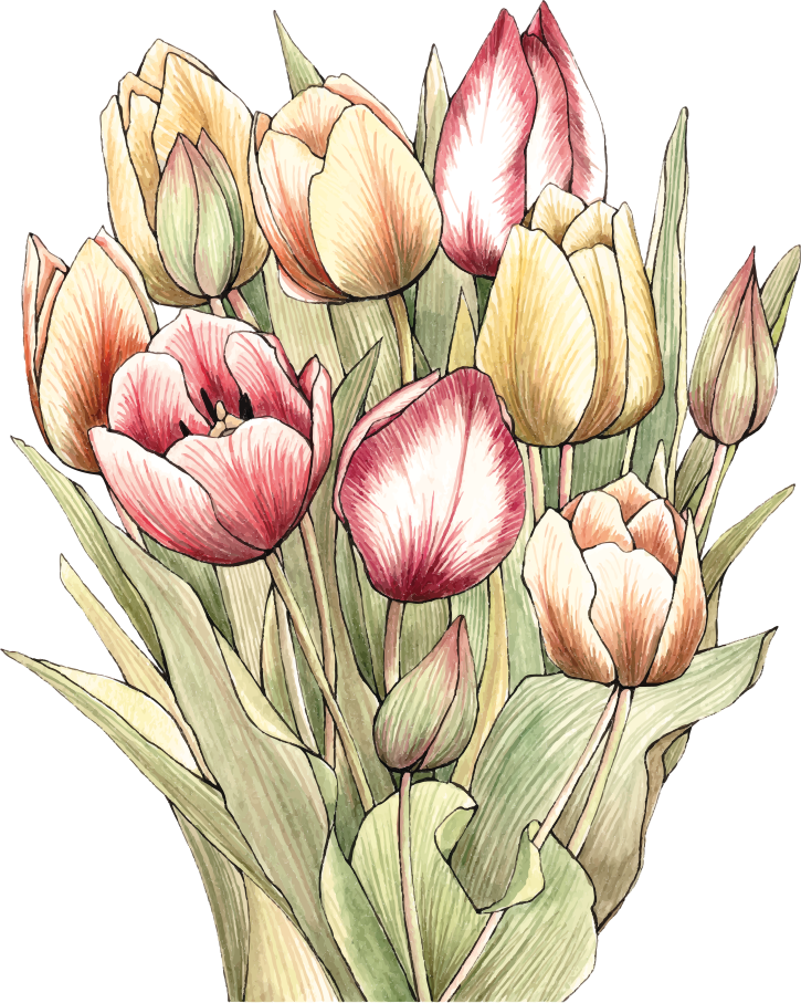 Floral vinyl carpet colorful tulip bouquet - TenStickers