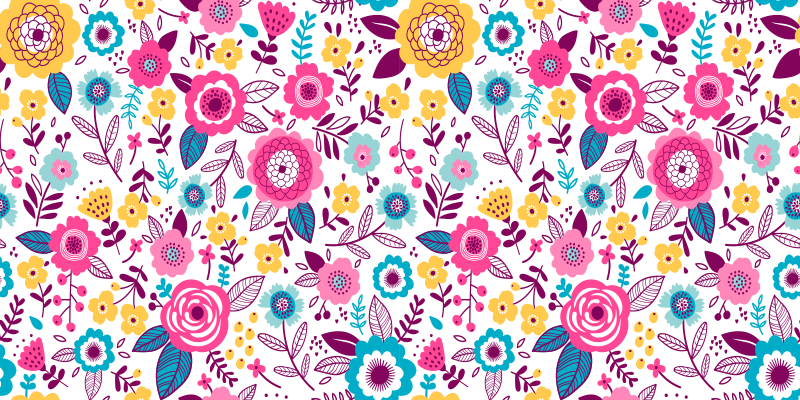 Floral vinyl carpet kallax pink flowers - TenStickers
