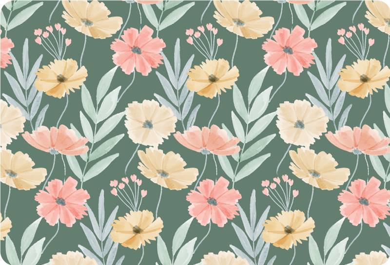 Floral vinyl carpet with original watercolor design - TenStickers