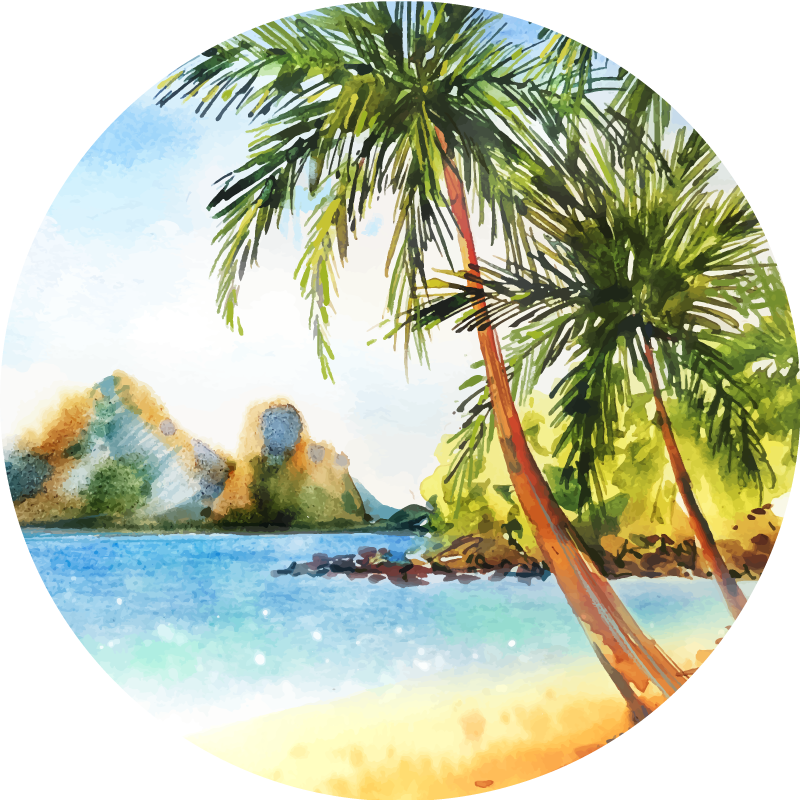 Floral vinyl carpet watercolor palms design - TenStickers