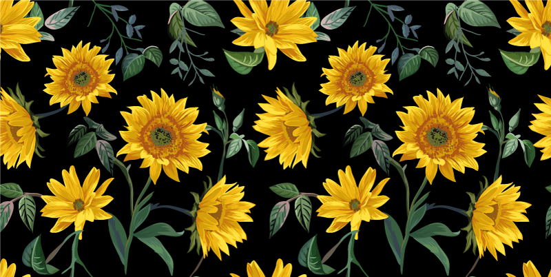 Vintage sunflower floral vinyl carpet - TenStickers