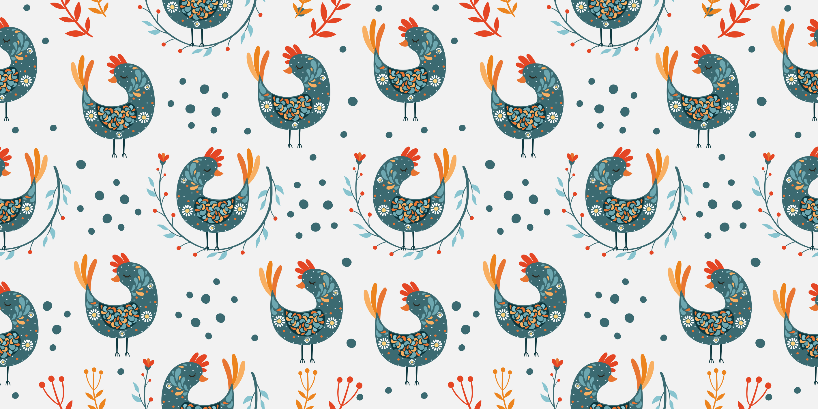 Chickens and flowers floral vinyl carpet - TenStickers