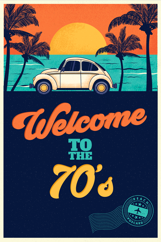 Vintage vinyl carpet retro vibes from the 70s - TenStickers