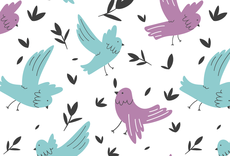 Blue and purple birds animal vinyl carpet - TenStickers