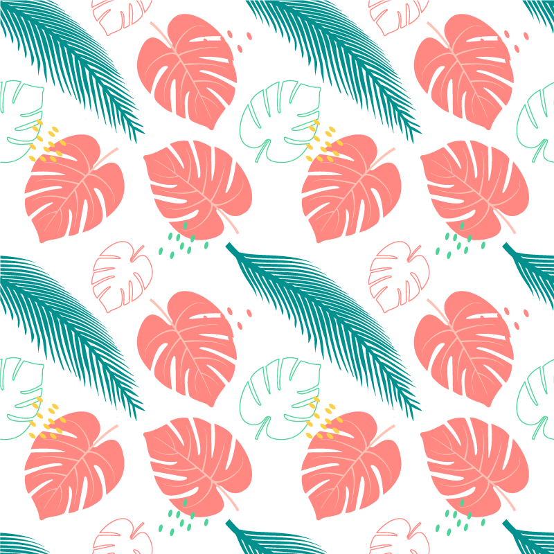 Pink tropical leaves patterned floral vinyl carpet - TenStickers