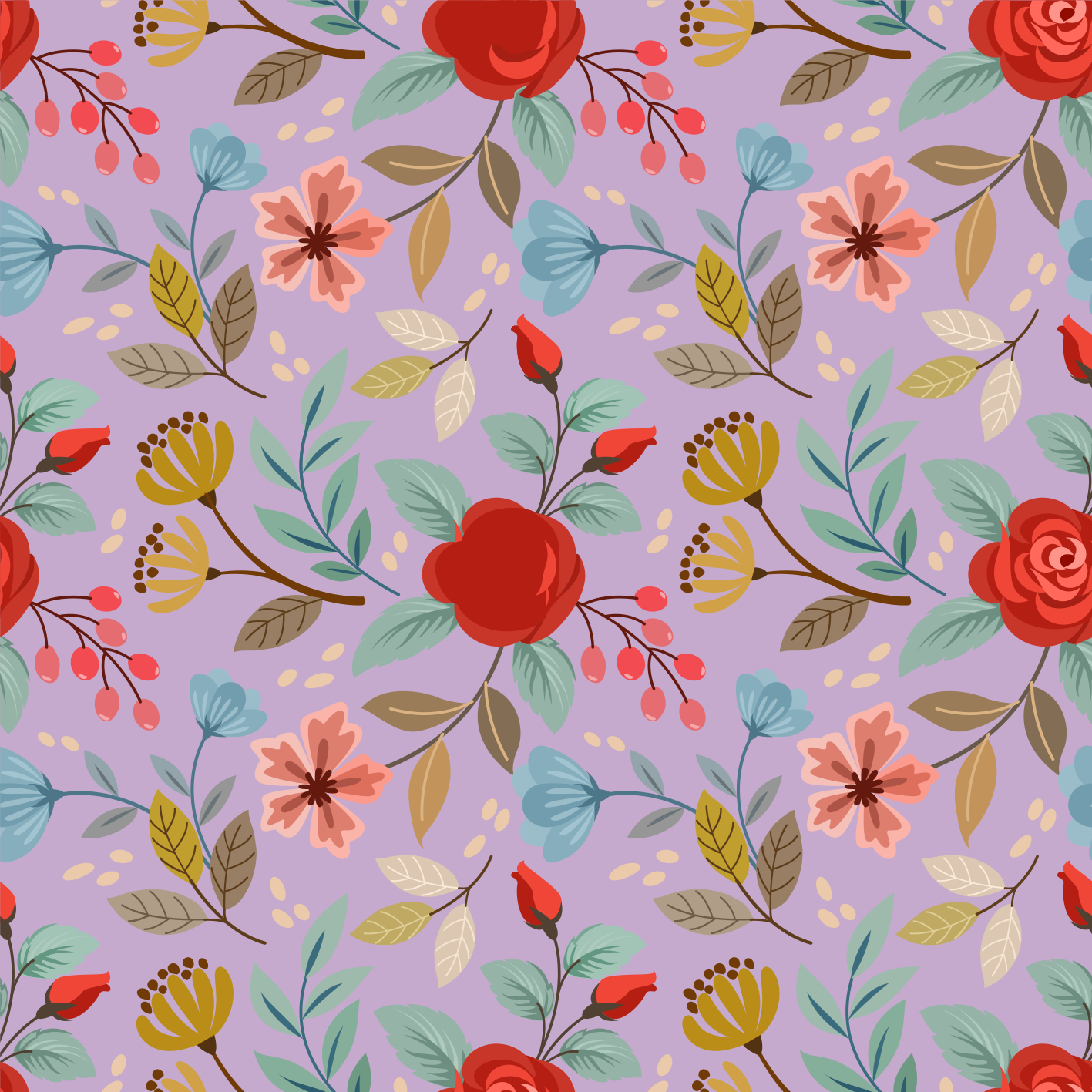 Colorful flowers floral vinyl carpet - TenStickers