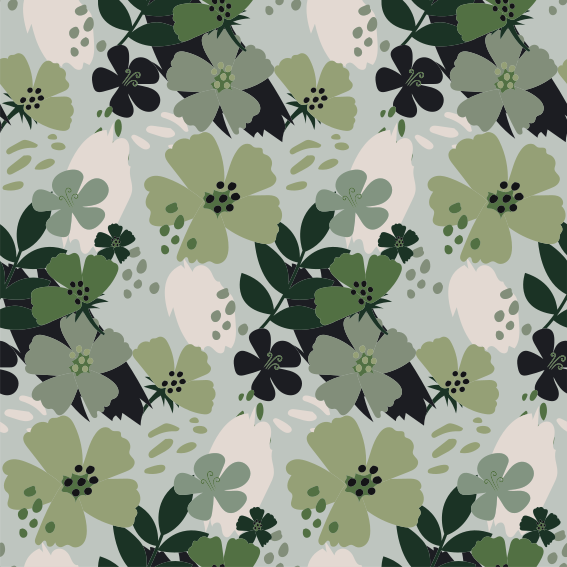 Floral vinyl carpet with green leaf floral pattern - TenStickers
