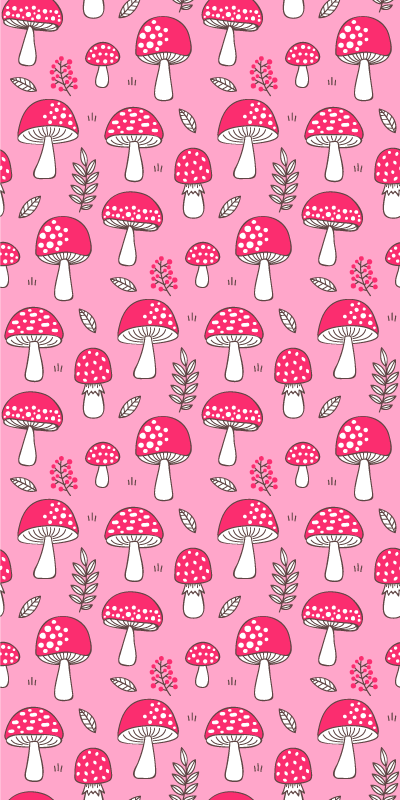 Floral vinyl carpet classical pink mushrooms - TenStickers