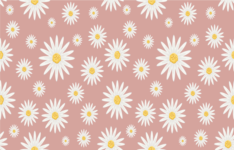 Cute pink daisy pattern floral vinyl carpet - TenStickers
