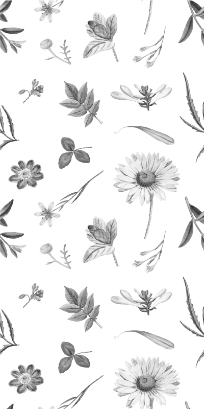 Floral vinyl carpet in gray spring flowers - TenStickers