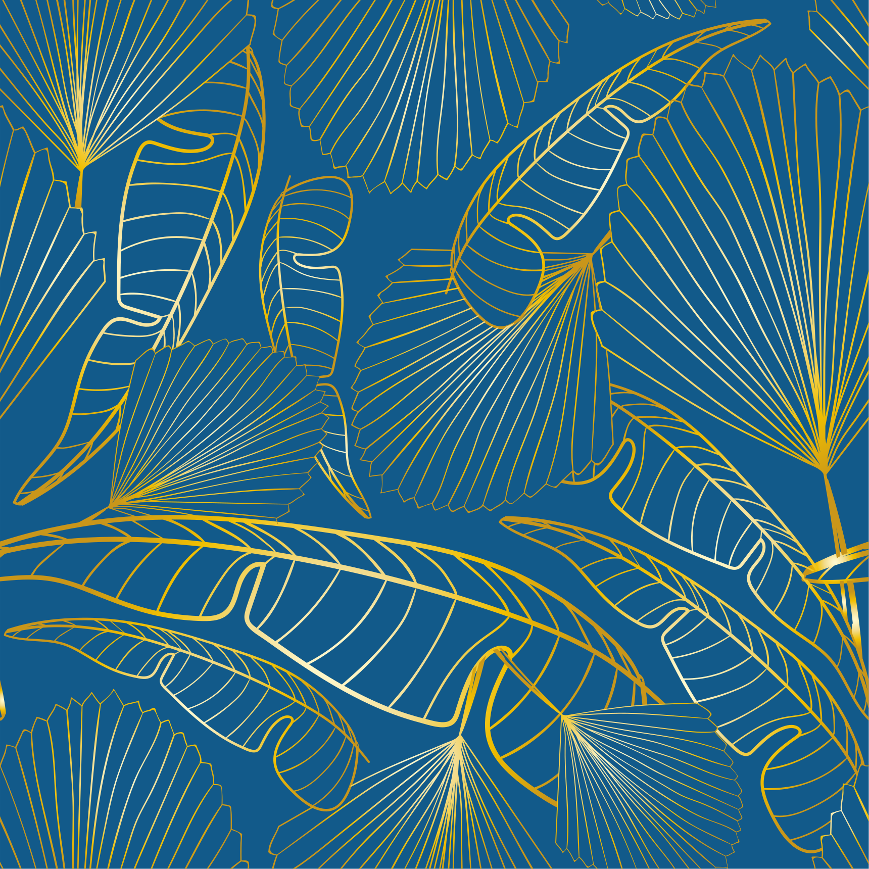 Floral vinyl carpet with golden leaves - TenStickers