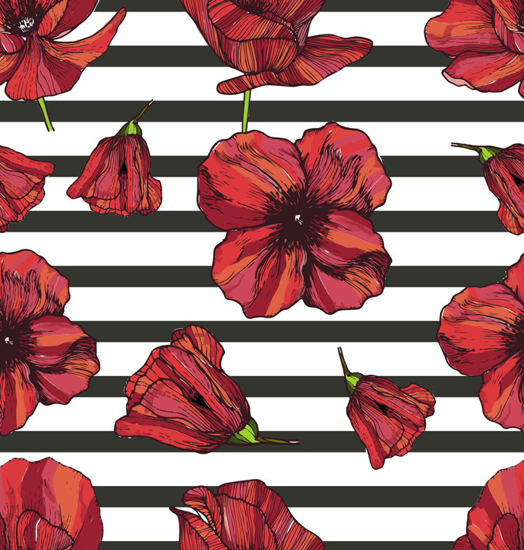 Floral vinyl carpet polish poppy flowers - TenStickers