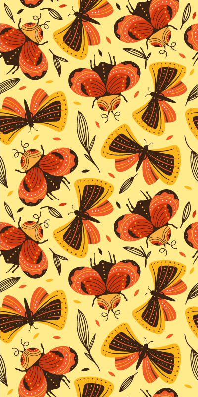 Floral vinyl carpet with butterfly on flower design - TenStickers