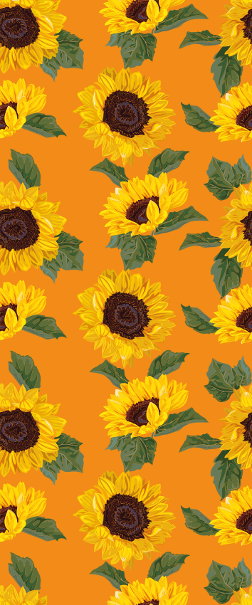 Floral vinyl carpet in orange sunflower design - TenStickers