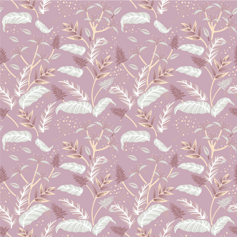 Floral vinyl carpet with vintage pink tropical leaves - TenStickers