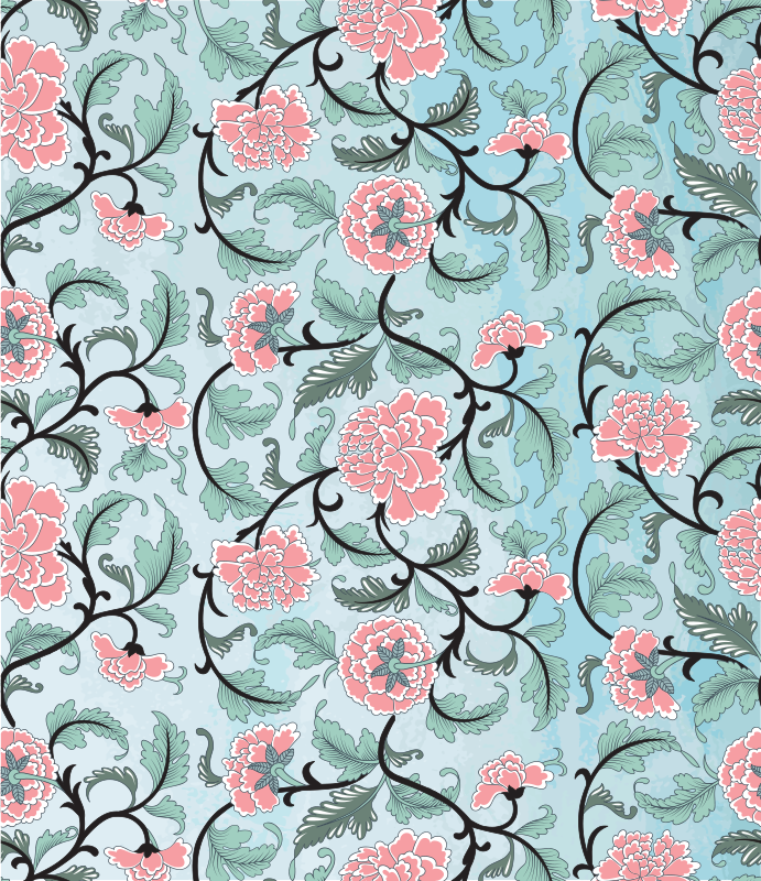 Floral vinyl carpet featuring japanese flowers design - TenStickers