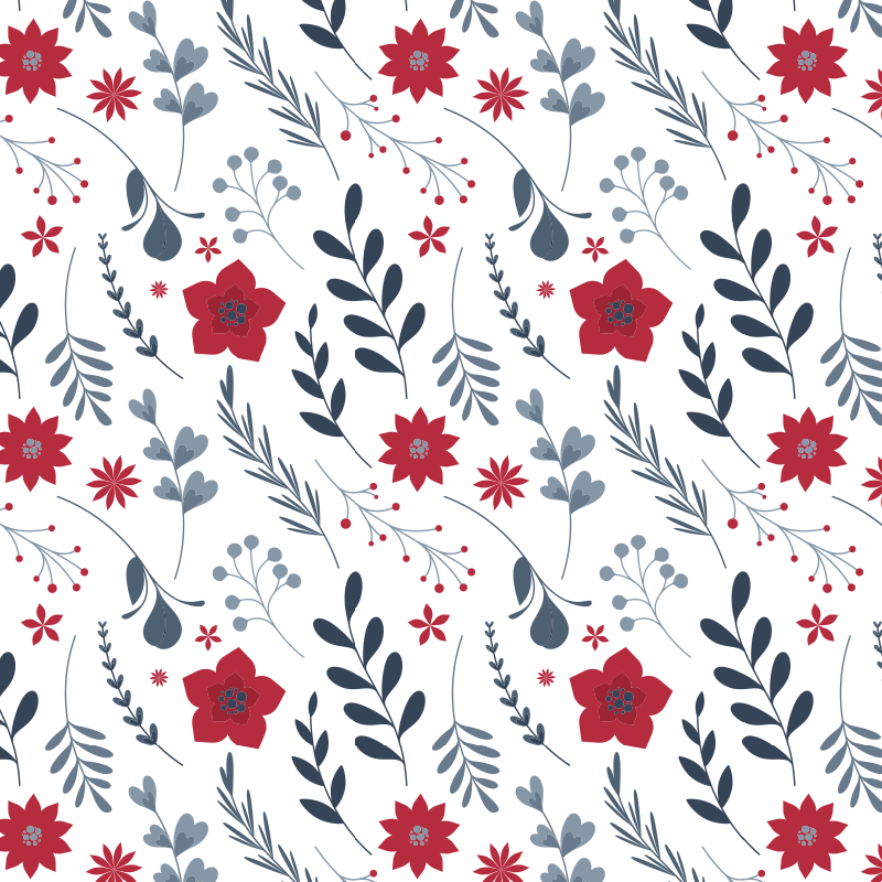 Floral vinyl carpet in white and red flowers - TenStickers