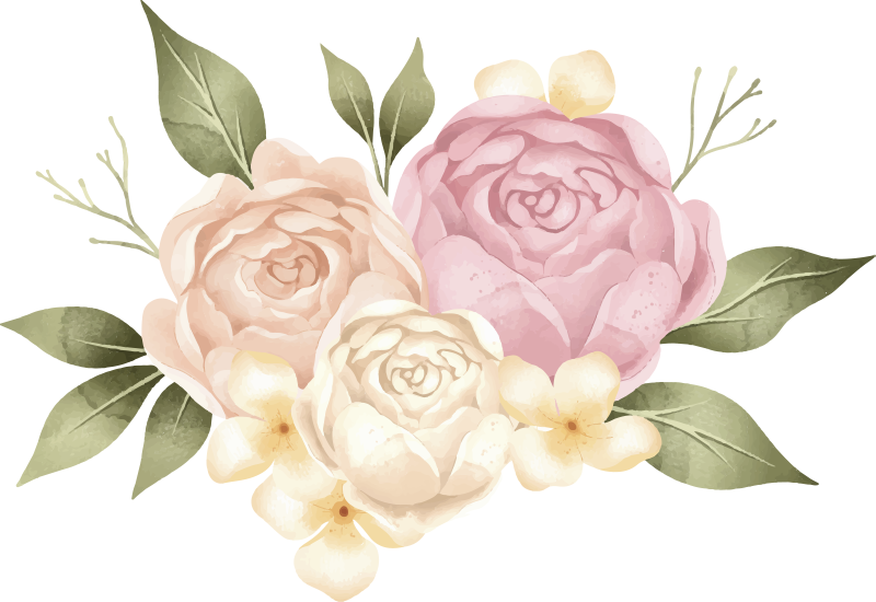 Flower rug watercolor peony design - TenStickers