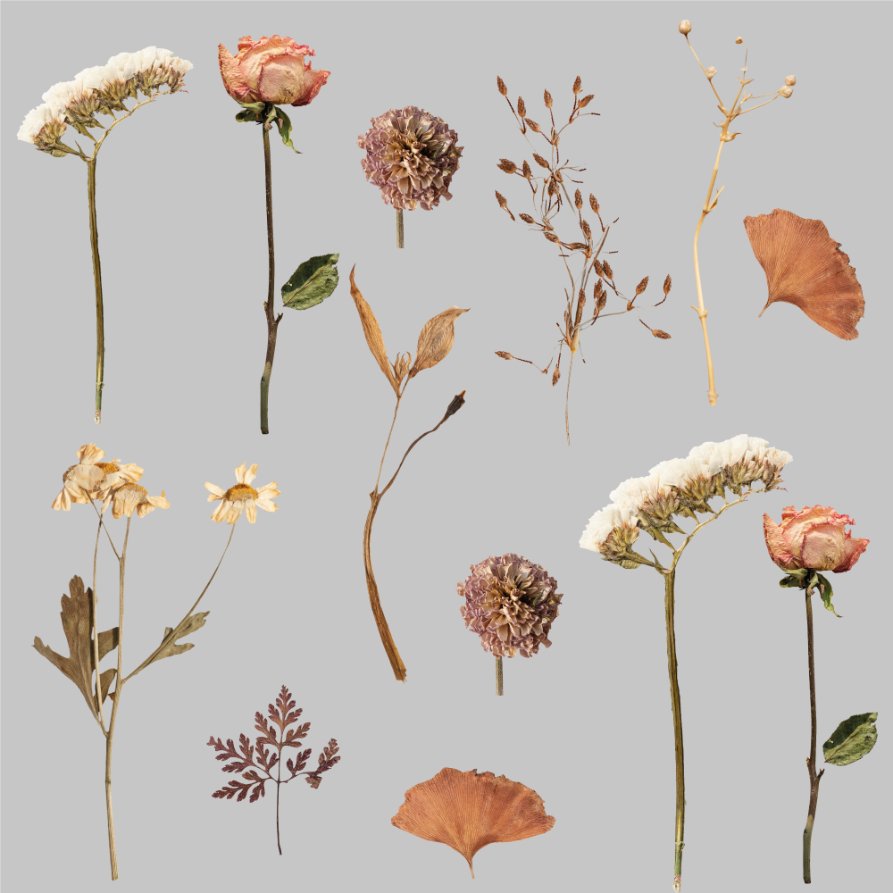 Flower rug with dried floral leaf design - TenStickers