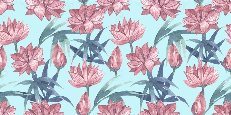 Flower rug in blue watercolor flowers - TenStickers