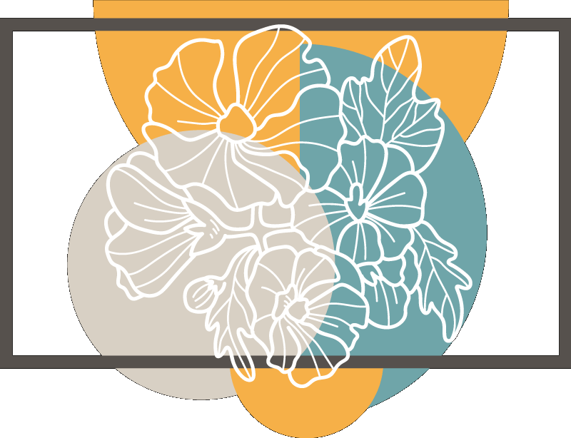 Flower rug cute minimalist rectangle and flowers - TenStickers