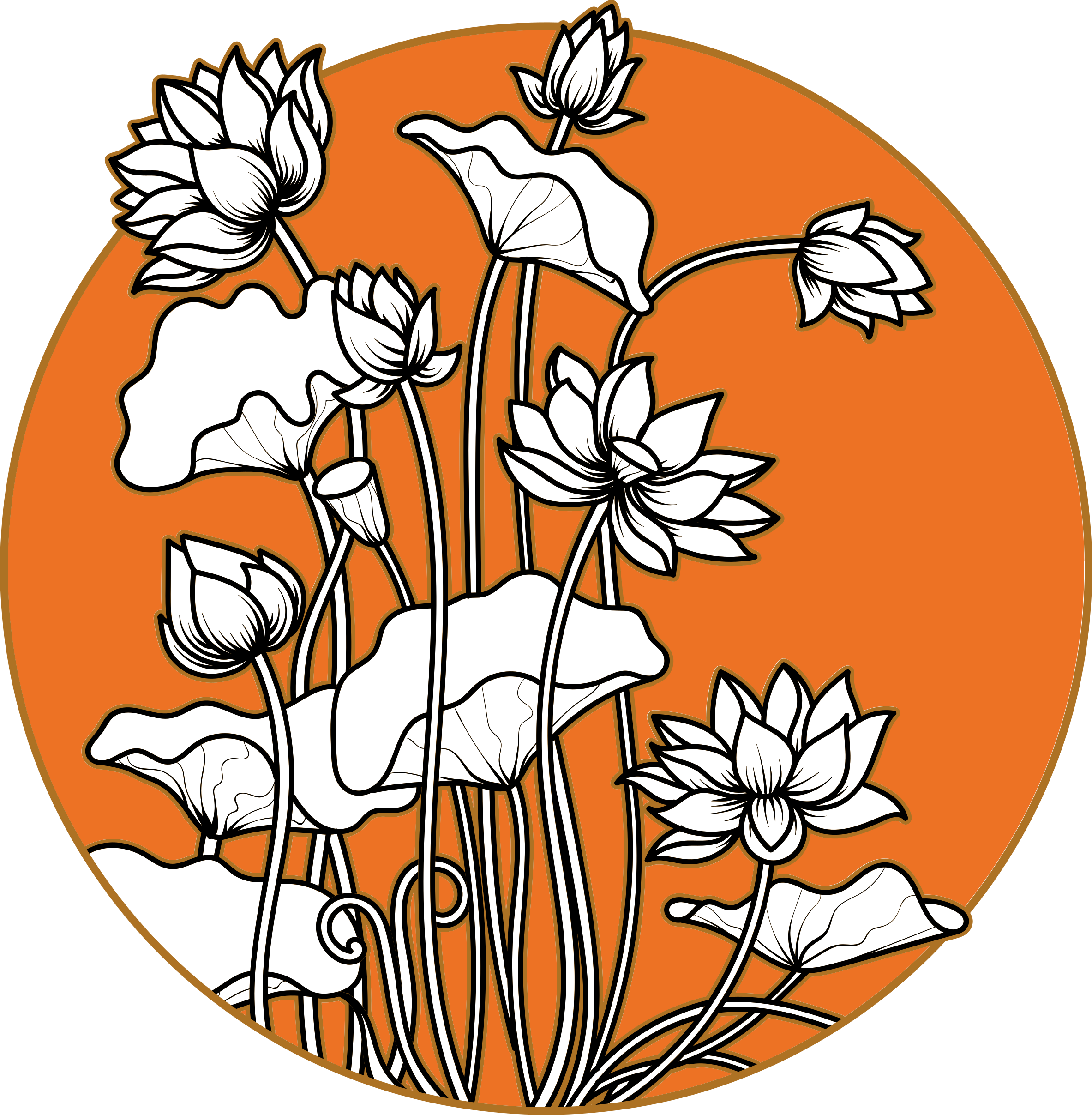 Floral vinyl carpet with japanese style lotus illustration - TenStickers