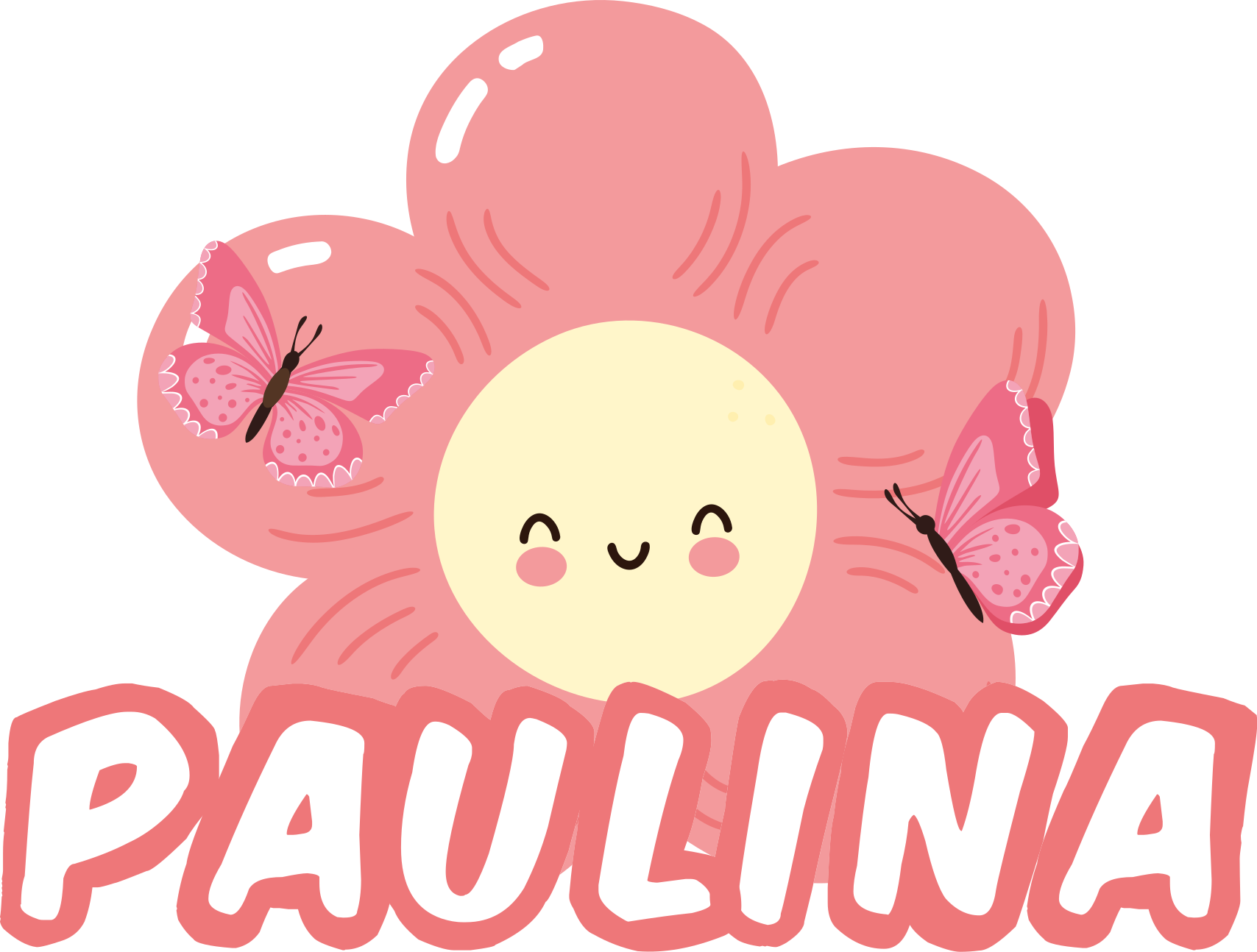 Flower and butterfly with name floral vinyl carpet - TenStickers