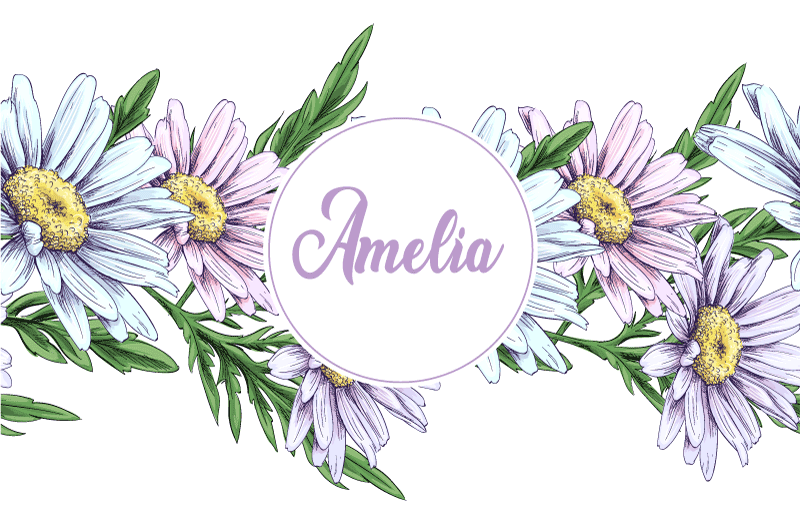 Floral vinyl carpet with daisy design and name - TenStickers