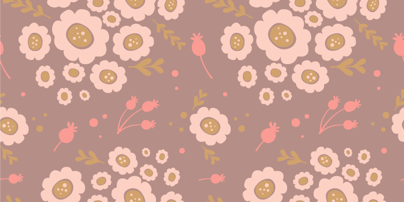 Floral vinyl carpet with pastel folk art design - TenStickers